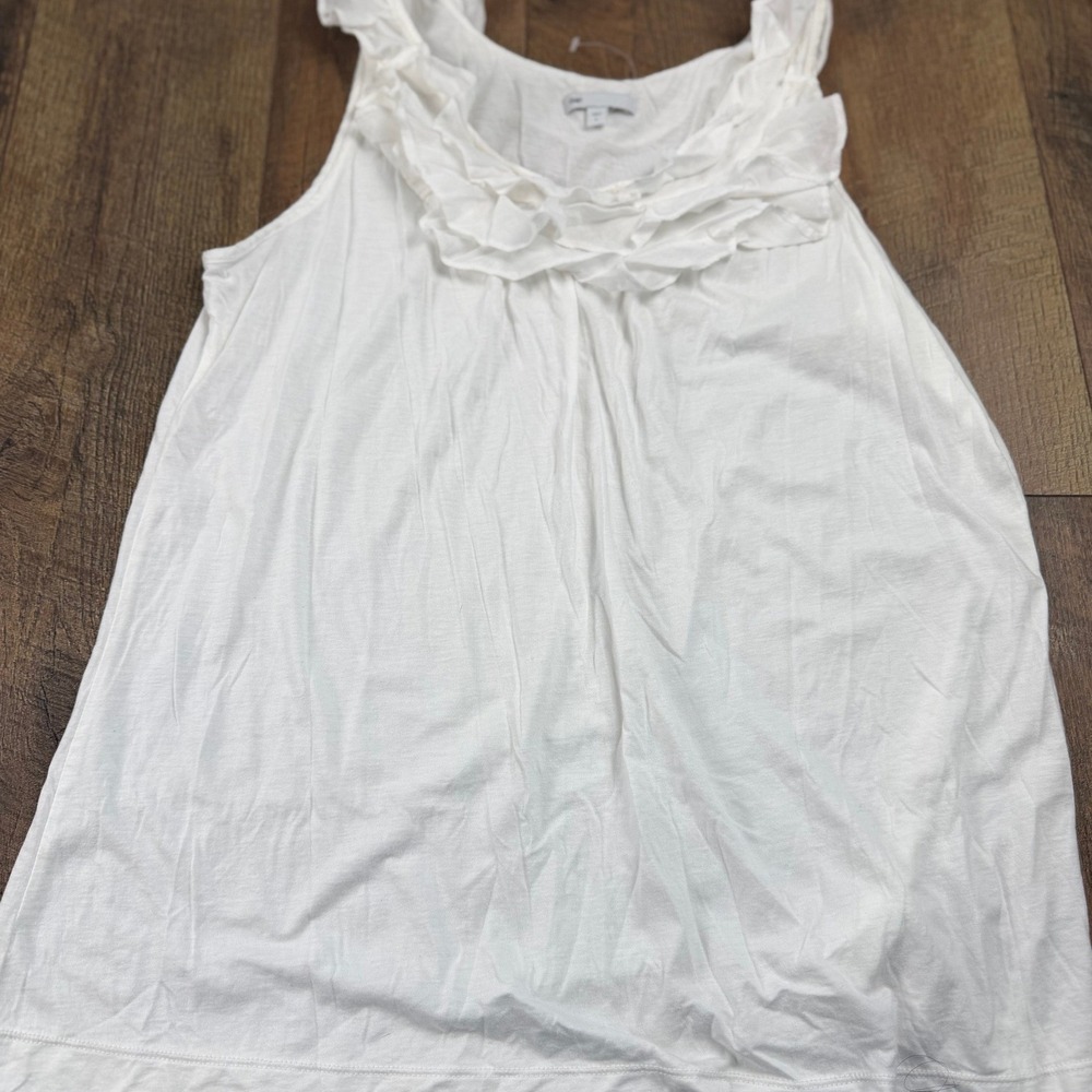 Gap White Ruffle Neckline Tank‎ Top Pima Cotton Modal Size Large
